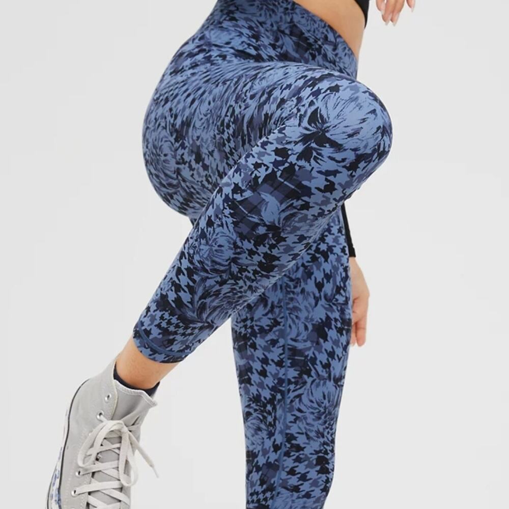 NWT Aerie Offline Real Me Xtra High Waisted 7/8 Legging - Blue Floral - Small - Picture 3 of 13